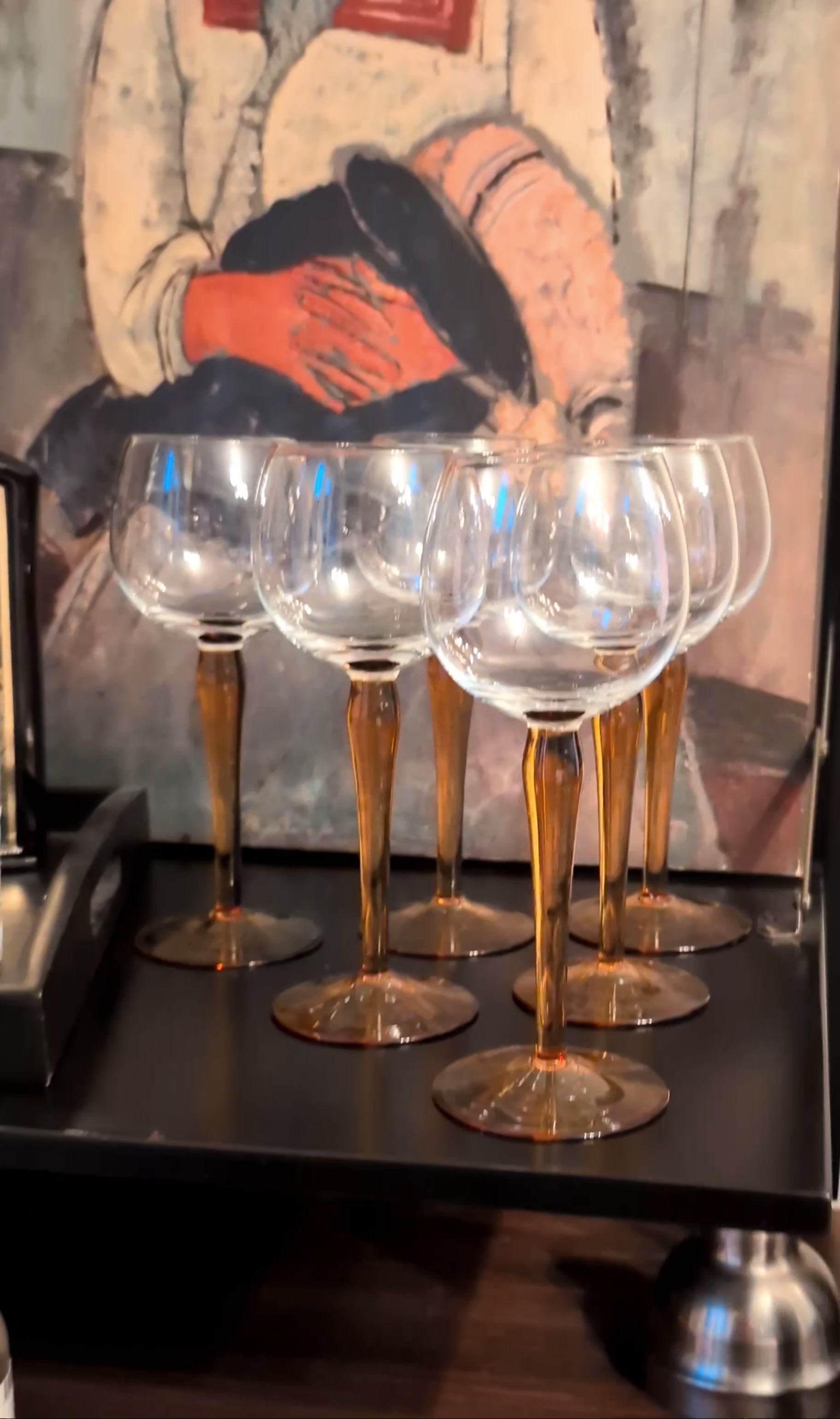1970's vintsge drinking glasses 1970's Amber Luminarc Hock Wine glasses – Dark Deco Boutique