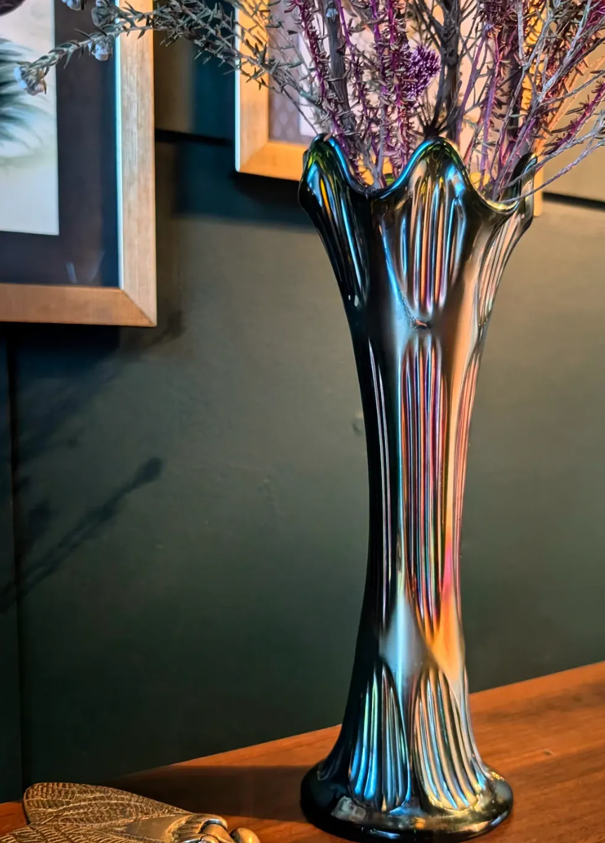 1920's Fenton Diamond Iridescent Vase