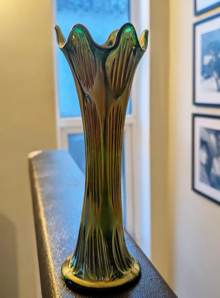 1920's Fenton Diamond Iridescent Vase