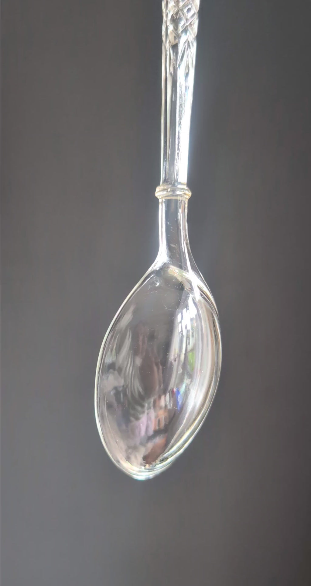 Ornate Bohemian Crystal or Heavy Pressed Glass Salad Serving Utensils