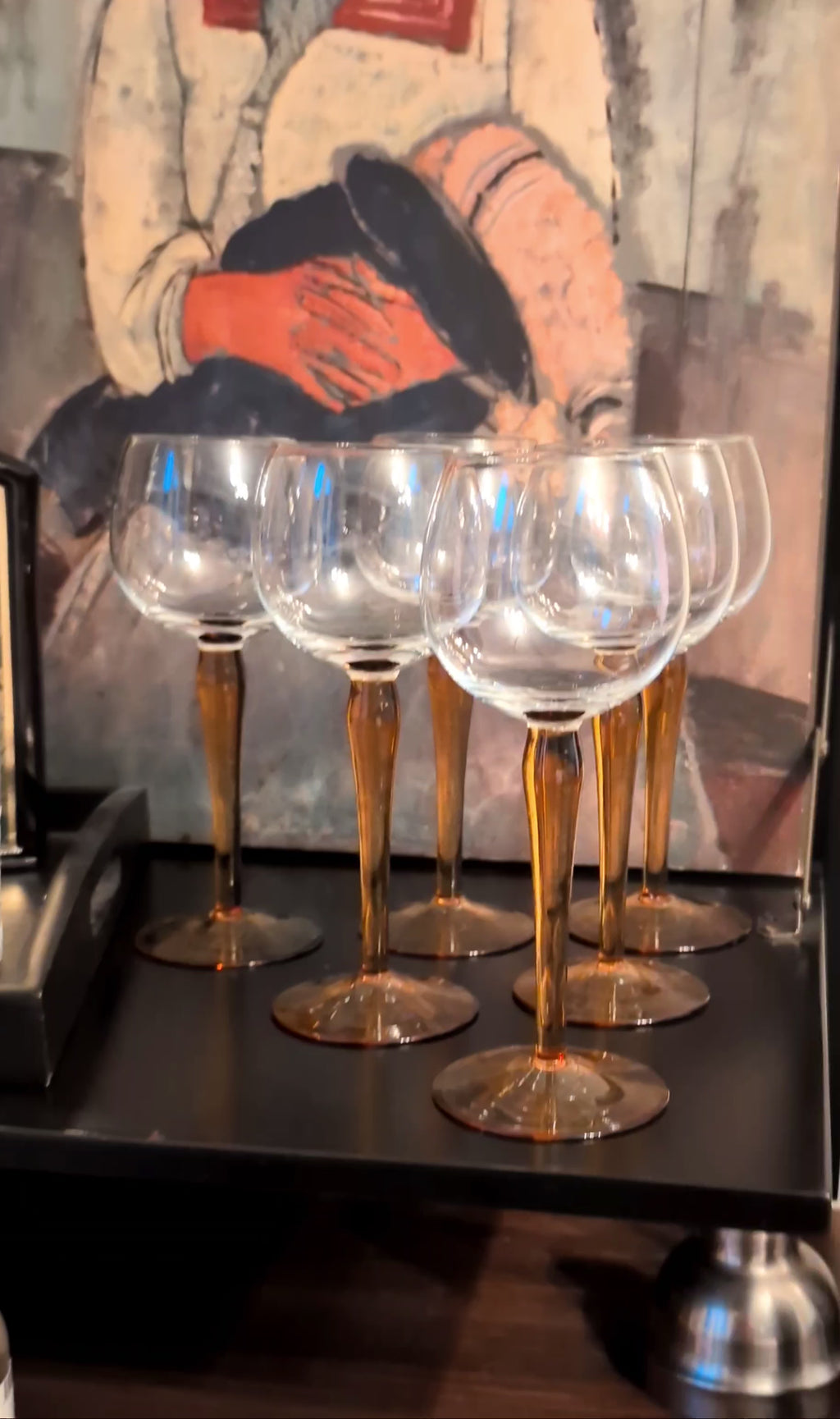 1970's Amber Luminarc Hock Wine glasses