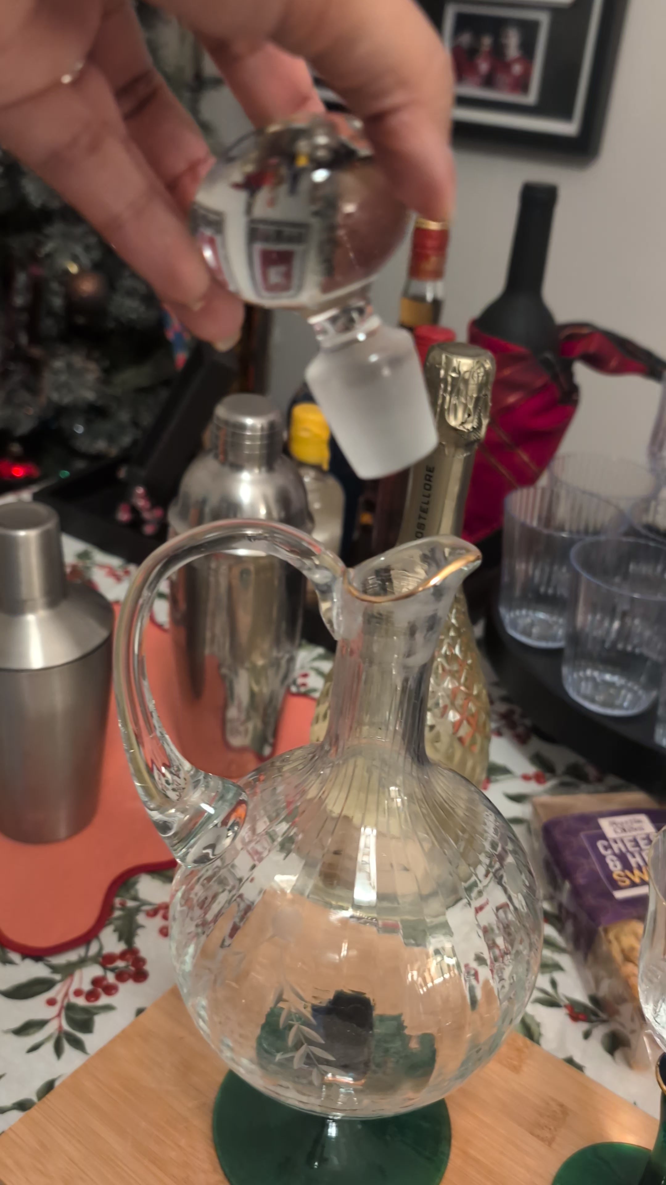 Mid century Romanian Crystal Decanter and Glassware