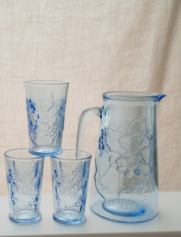 Harvest Grape Icey Blue Pitcher and Tumbler Set