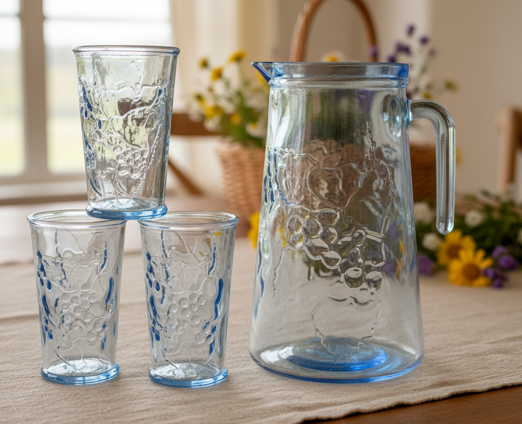 Harvest Grape Icey Blue Pitcher and Tumbler Set