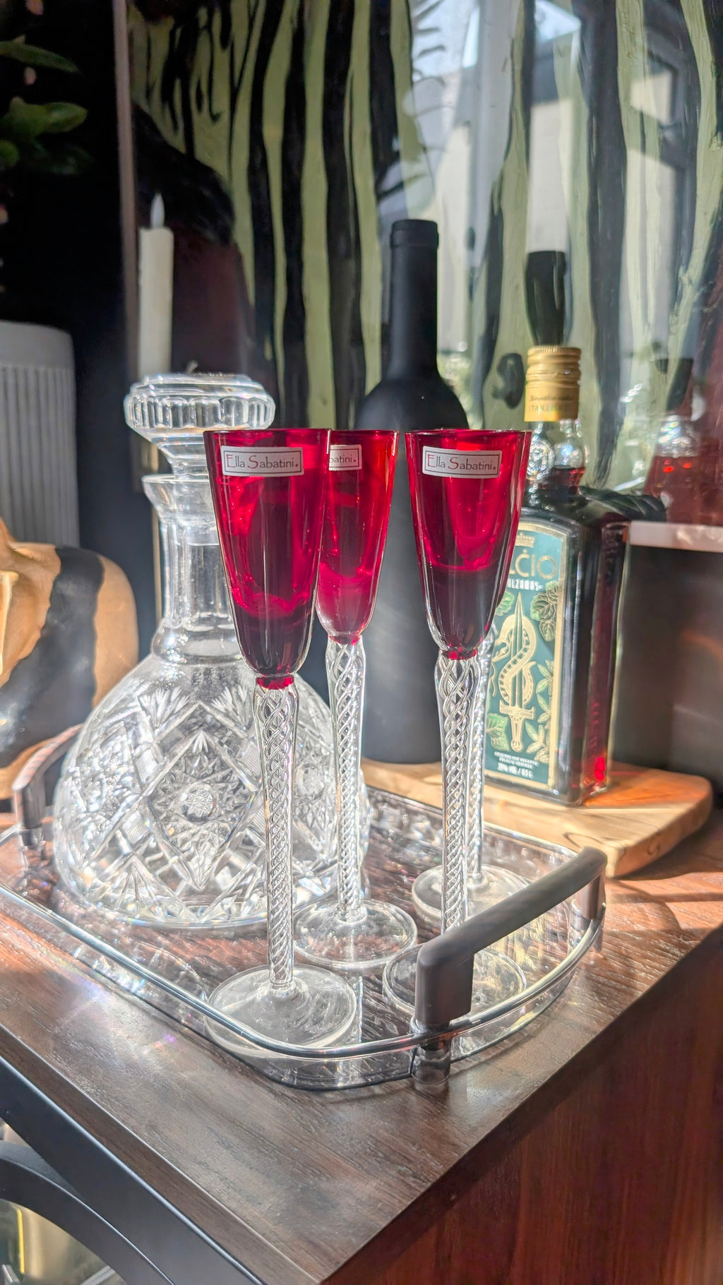Ruby Revelry |1990s | Ella Sabatini | Hand-Blown Sherry Glasses