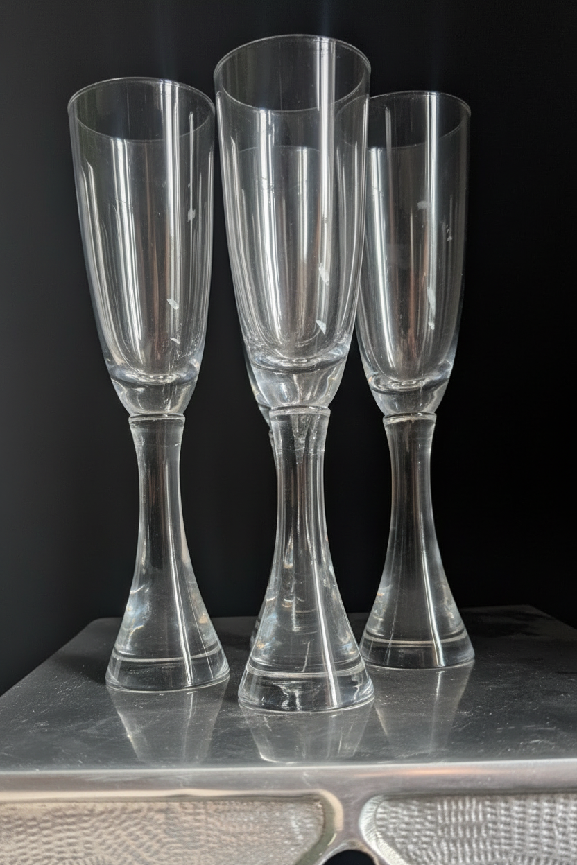 A Danish Toast
1957 | Hand-Blown Crystal Champagne Flutes | Set of 4