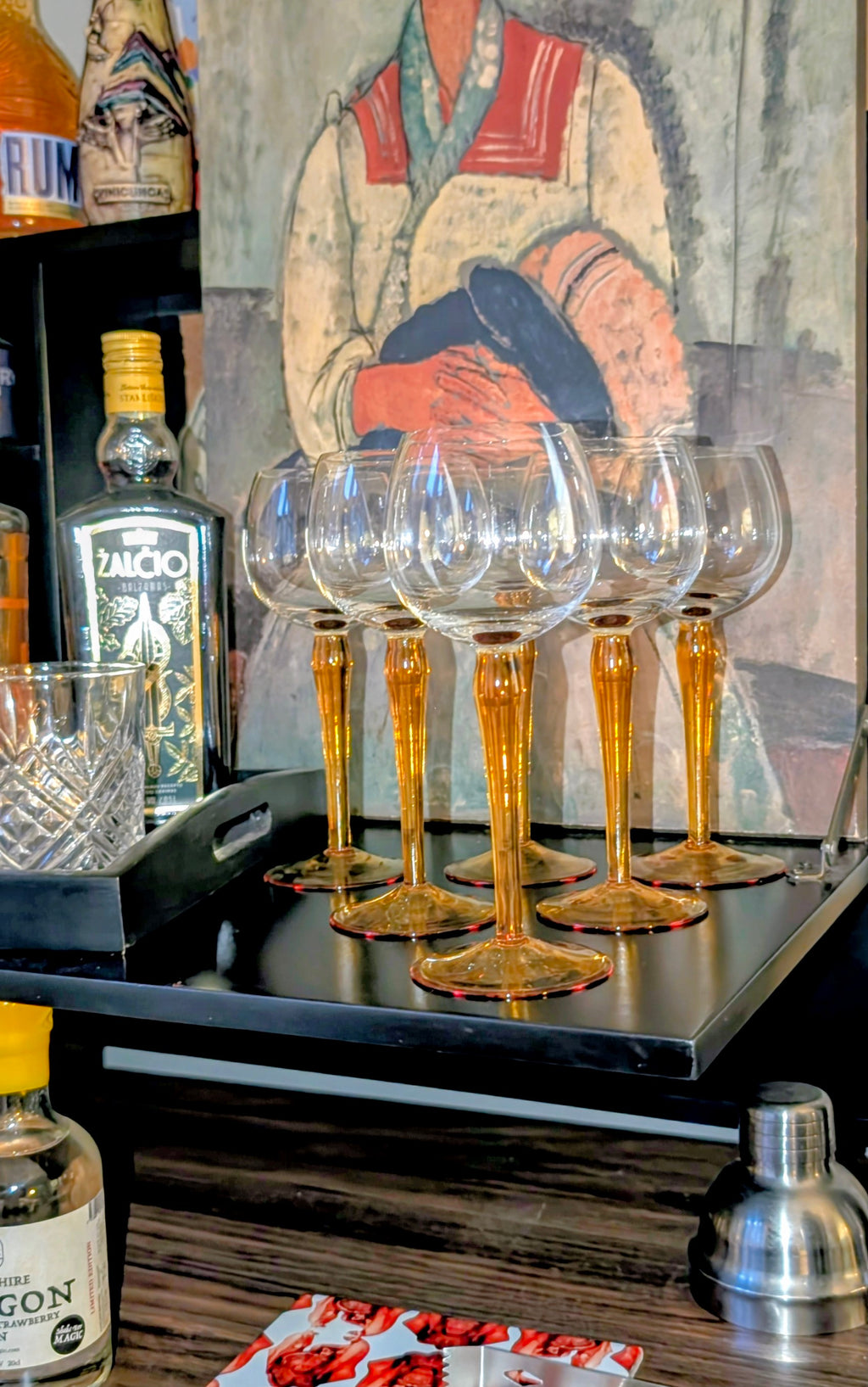 1970's Amber Luminarc Hock Wine glasses