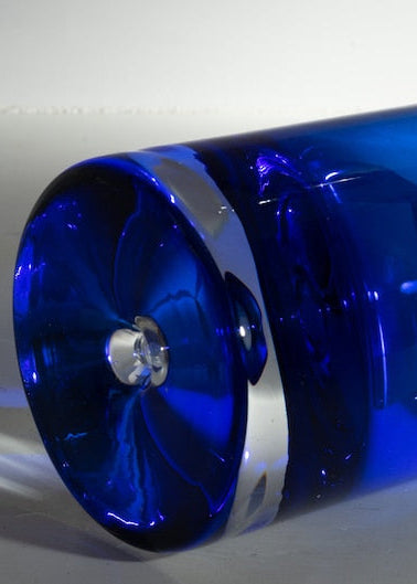 Vintage Cobalt Blue Suspended Bubble High Ball Glass  (Pair)