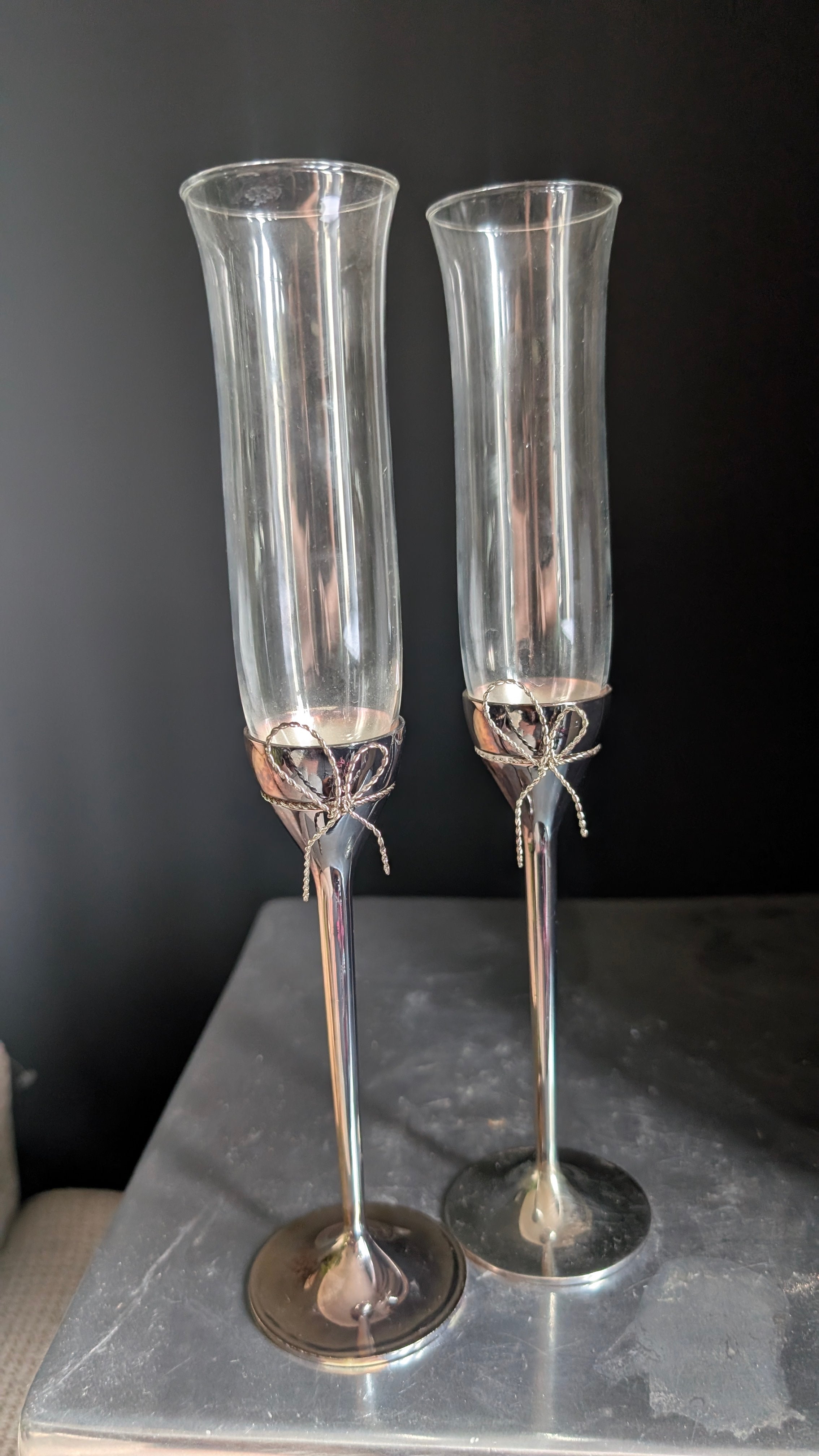Love Knots
2000s | Vera Wang for Wedgwood | Crystal & Silver Plate Champagne Flutes
