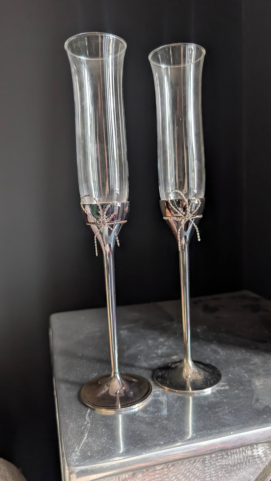 Love Knots
2000s | Vera Wang for Wedgwood | Crystal & Silver Plate Champagne Flutes